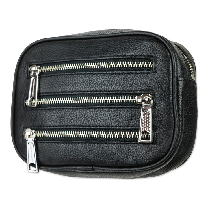 Rebecca Minkoff 3 Zip Black Leather Belt Bag