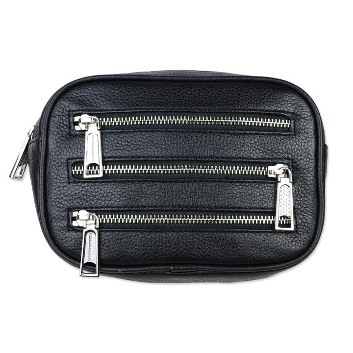 Rebecca Minkoff 3 Zip Black Leather Belt Bag
