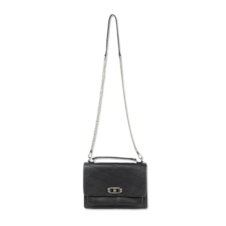 Rebecca Minkoff Black Leather Diamond Stitch Top Handle Crossbody