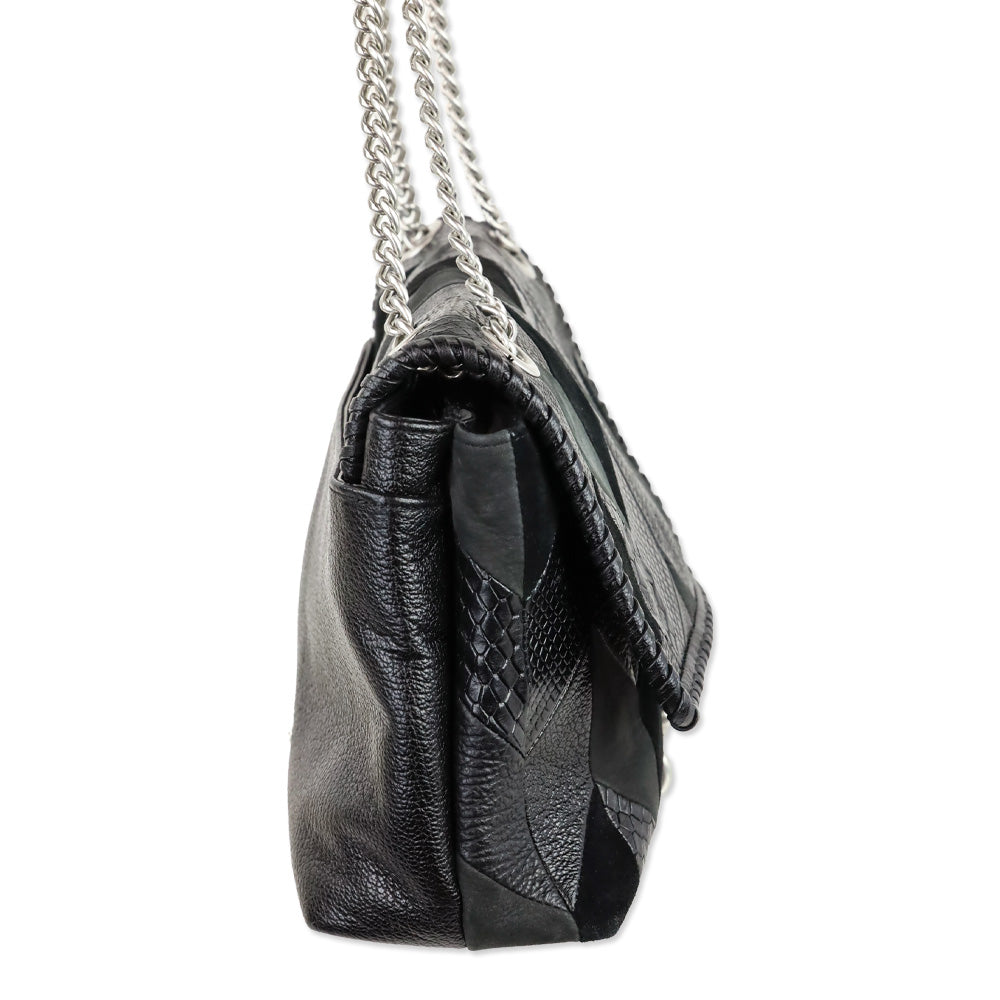 Rebecca Minkoff Black Patchwork Leather Edie Flap Shoulder Bag