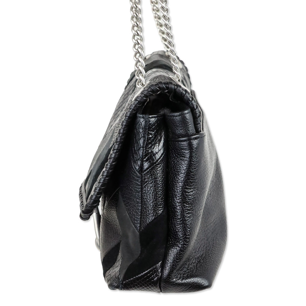 Rebecca Minkoff Black Patchwork Leather Edie Flap Shoulder Bag