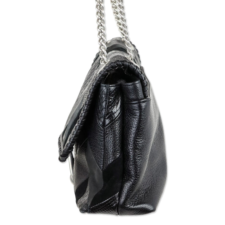 Rebecca Minkoff Black Patchwork Leather Edie Flap Shoulder Bag