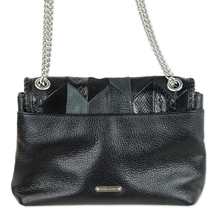 Rebecca Minkoff Black Patchwork Leather Edie Flap Shoulder Bag