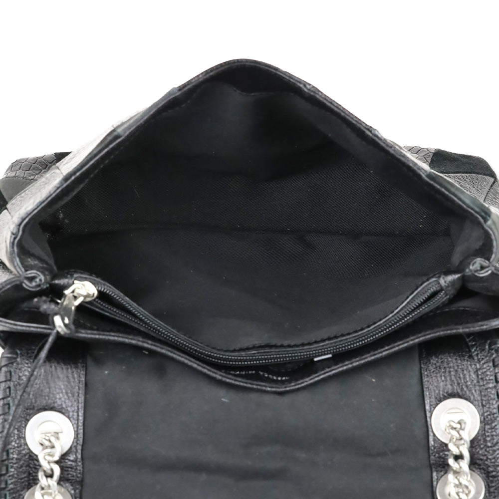 Rebecca Minkoff Black Patchwork Leather Edie Flap Shoulder Bag