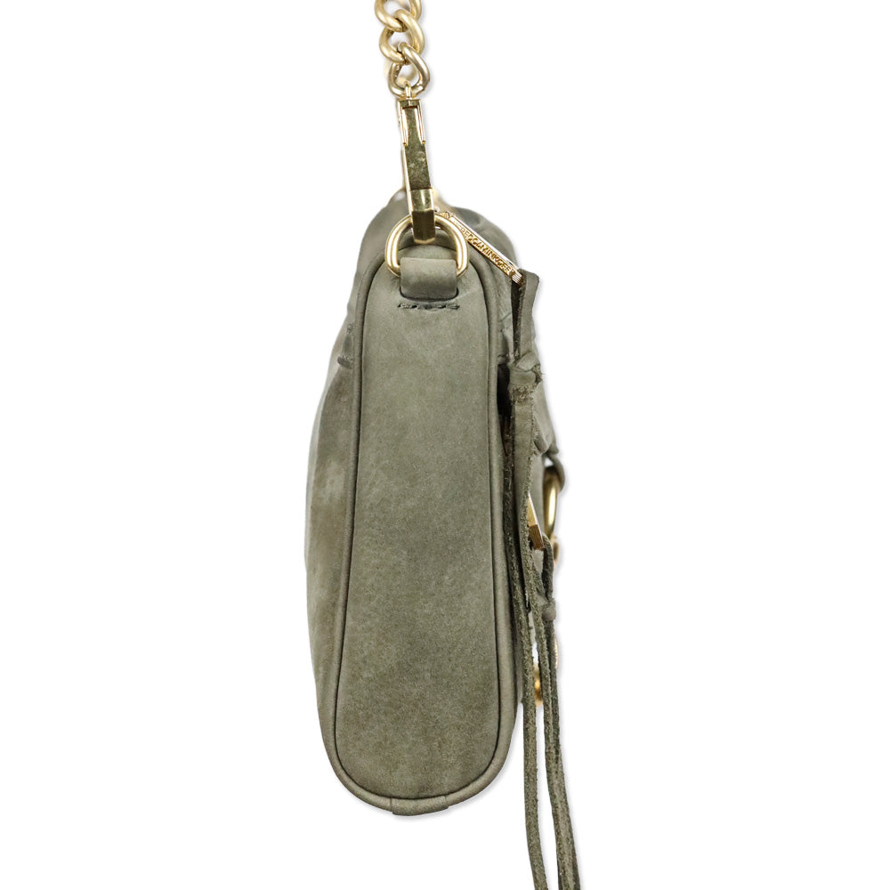 Rebecca Minkoff Olive Suede Tan Pebble Leather Mini Mac Bag