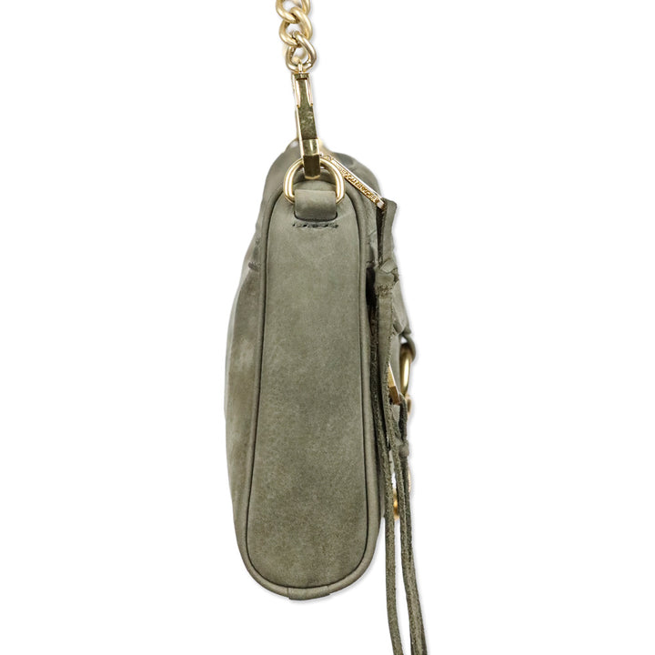 Rebecca Minkoff Olive Suede Tan Pebble Leather Mini Mac Bag