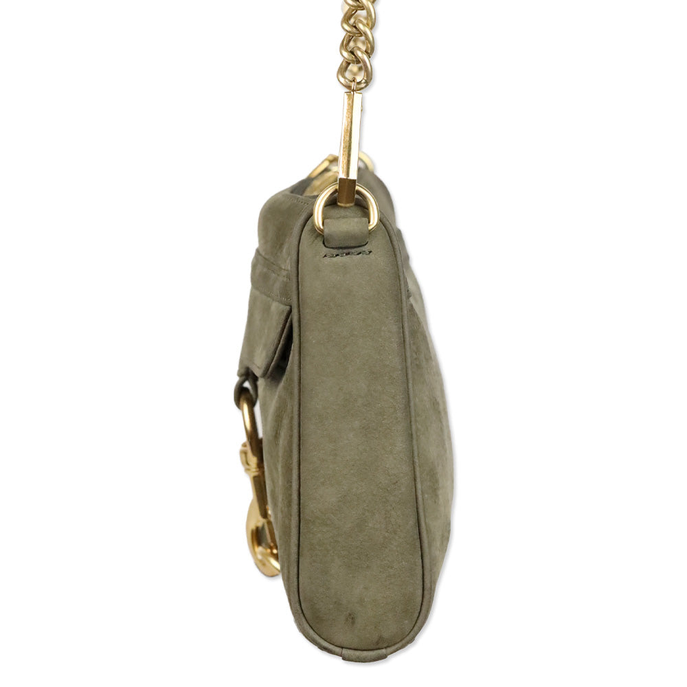 Rebecca Minkoff Olive Suede Tan Pebble Leather Mini Mac Bag