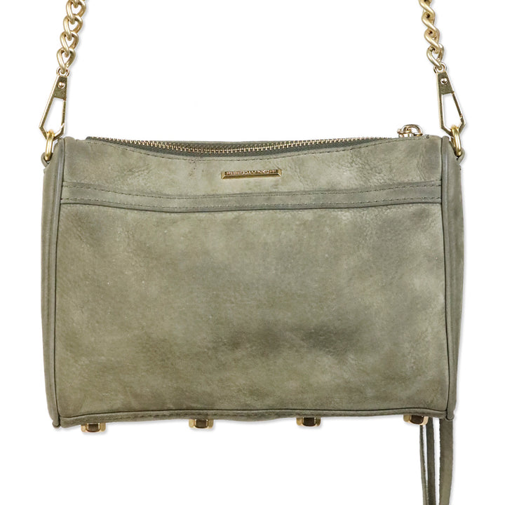 Rebecca Minkoff Olive Suede Tan Pebble Leather Mini Mac Bag