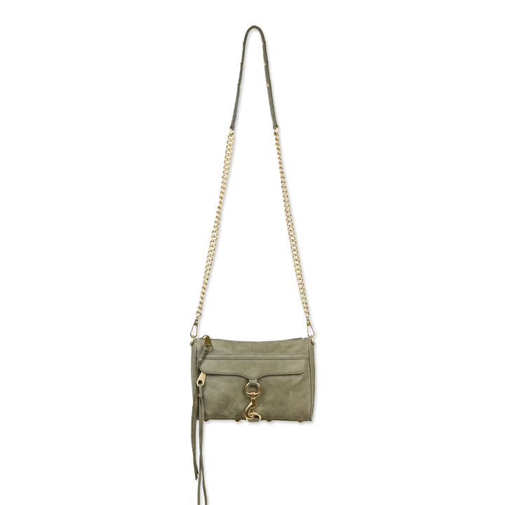 Rebecca Minkoff Olive Suede Tan Pebble Leather Mini Mac Bag