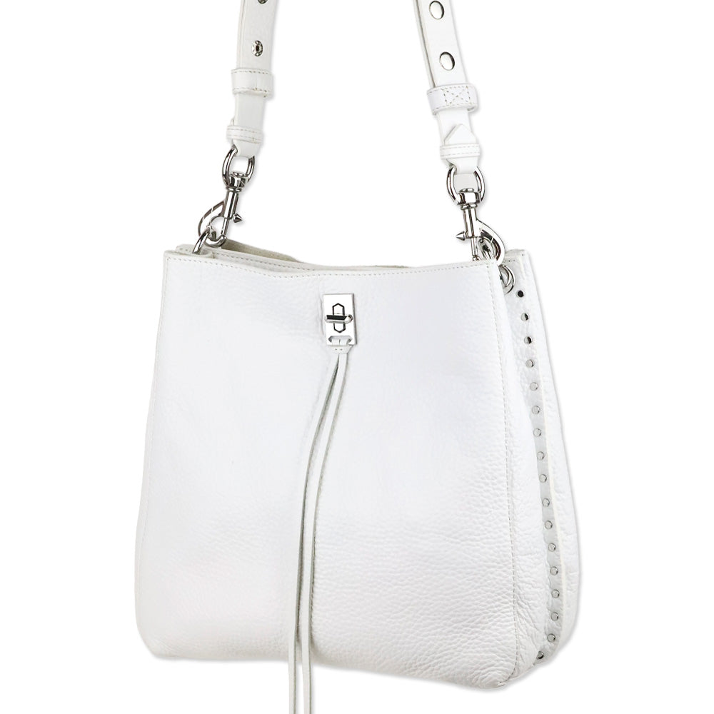 Rebecca Minkoff Optic White Pebble Leather/Silver Darren Shoulder Bag