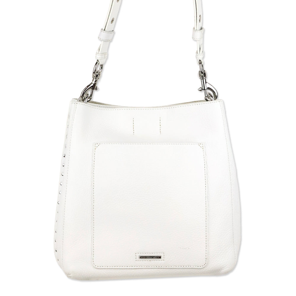 Rebecca Minkoff Optic White Pebble Leather/Silver Darren Shoulder Bag