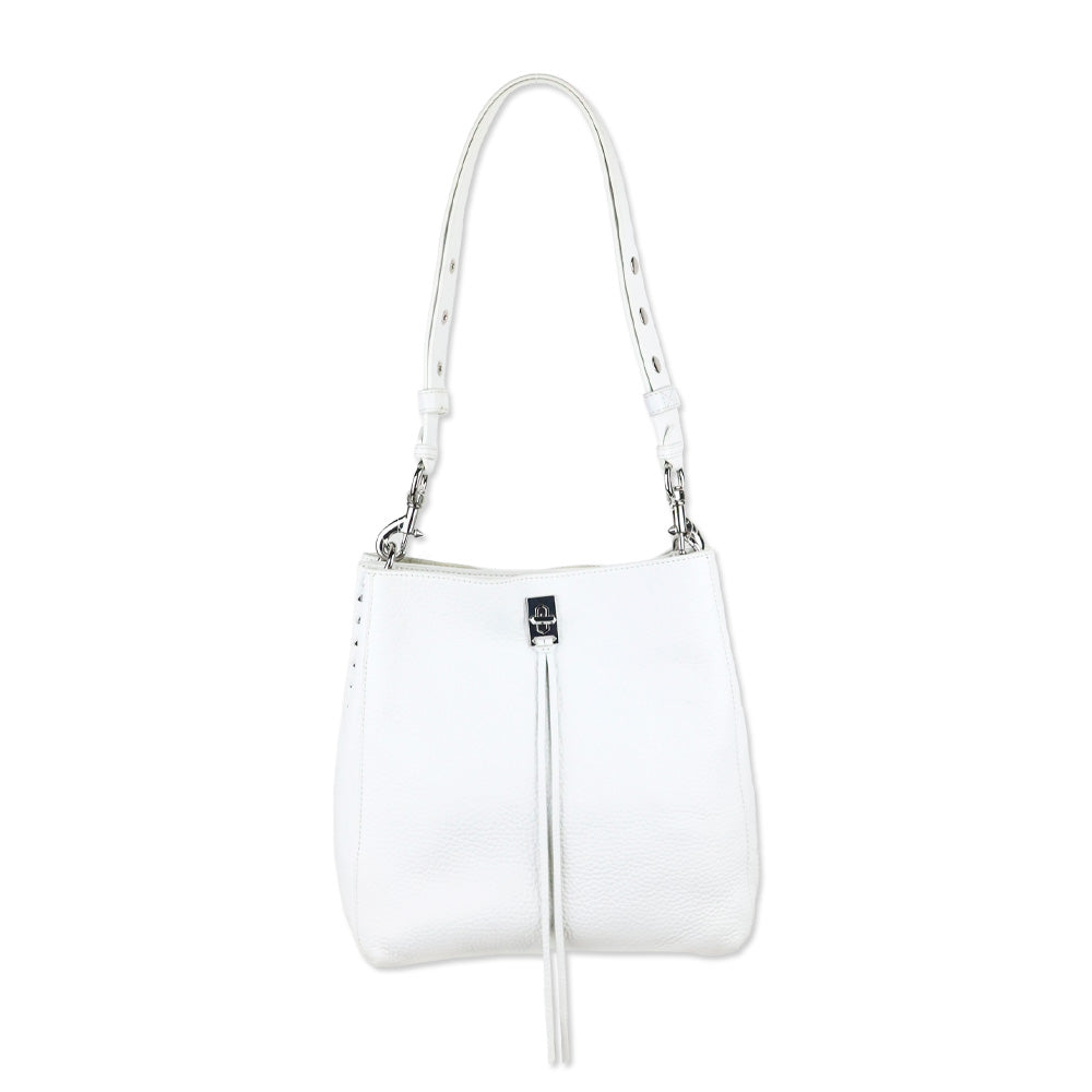 Rebecca Minkoff Optic White Pebble Leather/Silver Darren Shoulder Bag