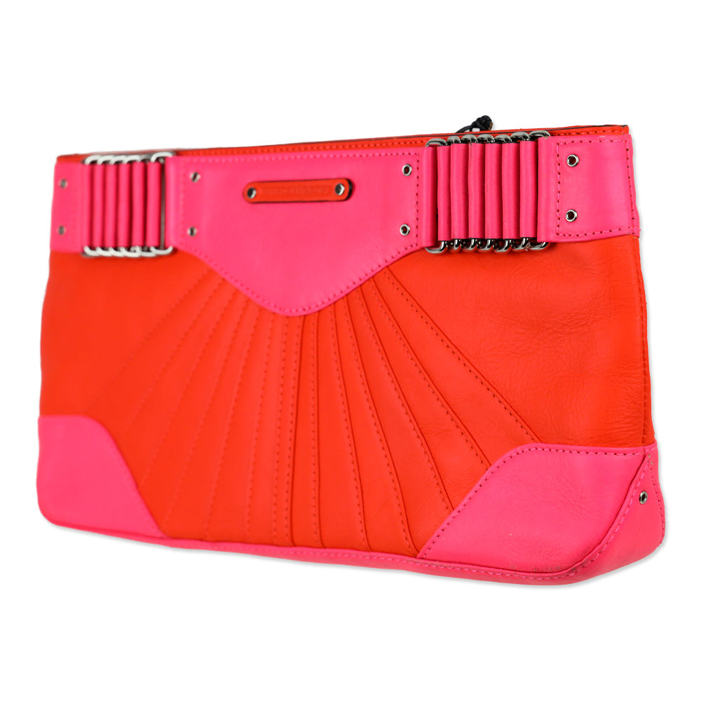 Rebecca Minkoff Park Avenue Hot Pink/Coral Leather Clutch