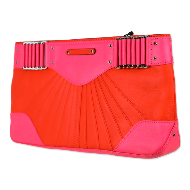 Rebecca Minkoff Park Avenue Hot Pink/Coral Leather Clutch
