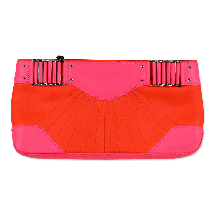Rebecca Minkoff Park Avenue Hot Pink/Coral Leather Clutch