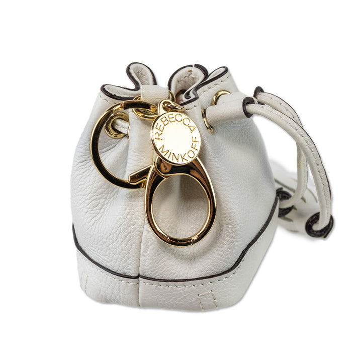 Rebecca Minkoff White Leather Lexi Bucket Keychain