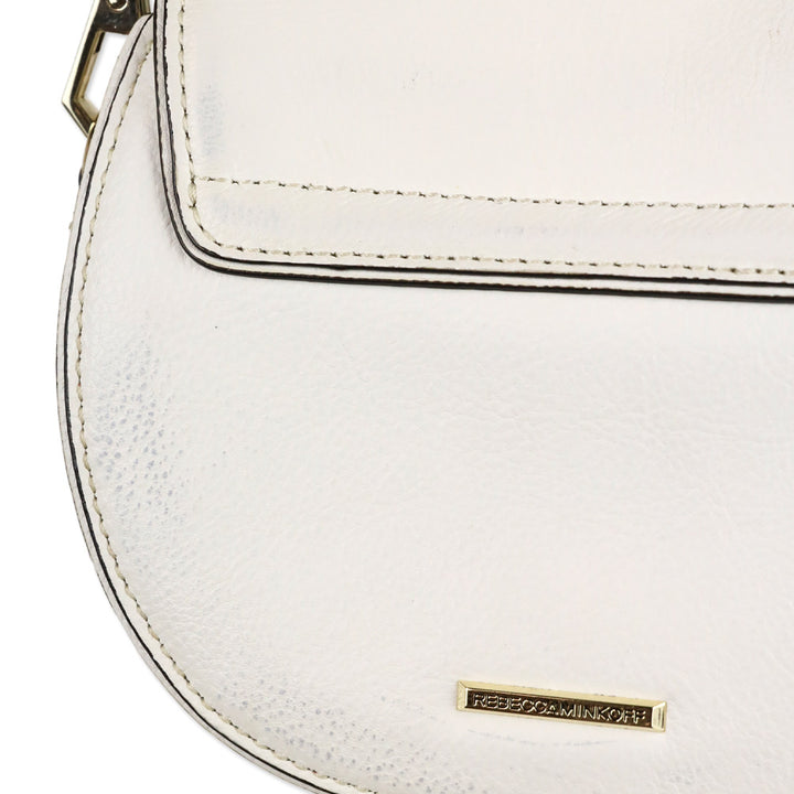 Rebecca Minkoff White Leather Tassel Mini Suki Saddle Crossbody Bag