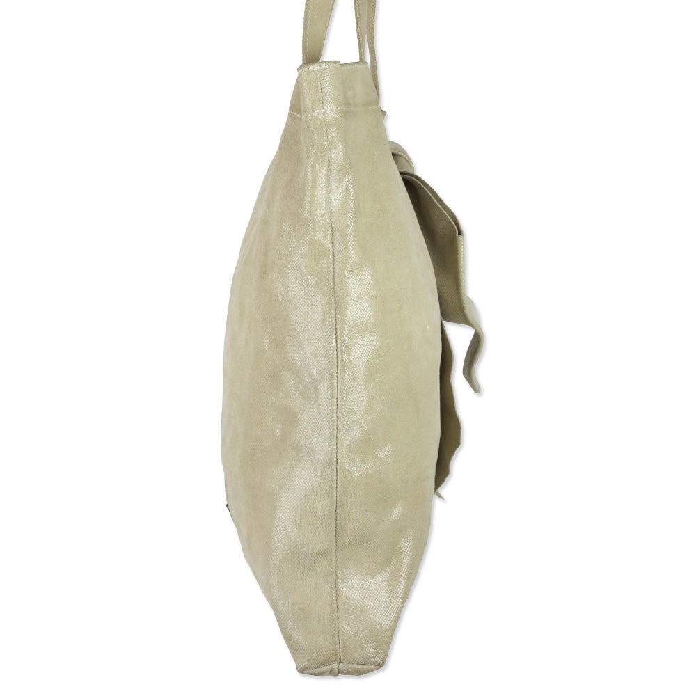 Red Valentino Beige Snakeskin Embossed Suede Bow Tote with Pouch