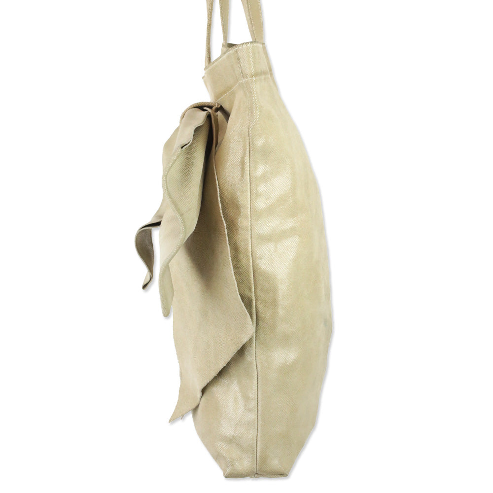 Red Valentino Beige Snakeskin Embossed Suede Bow Tote with Pouch