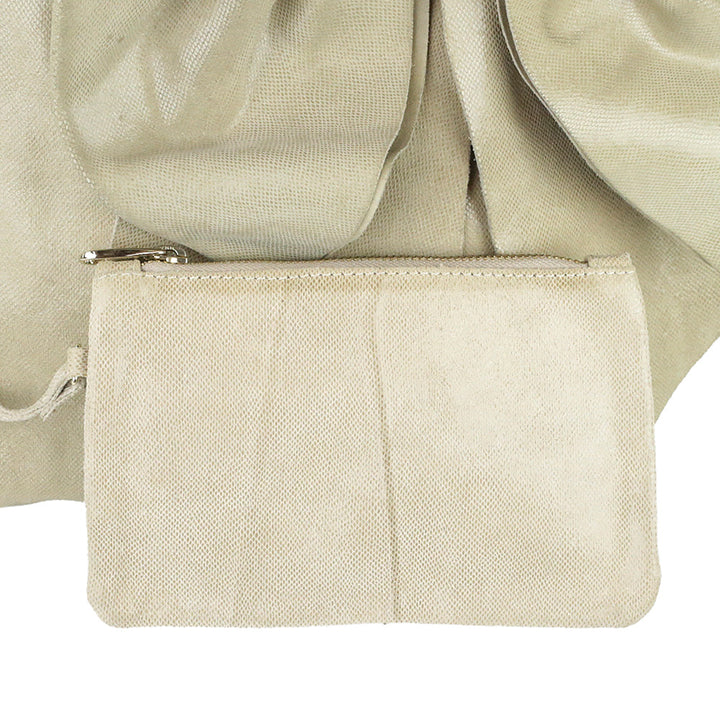 Red Valentino Beige Snakeskin Embossed Suede Bow Tote with Pouch