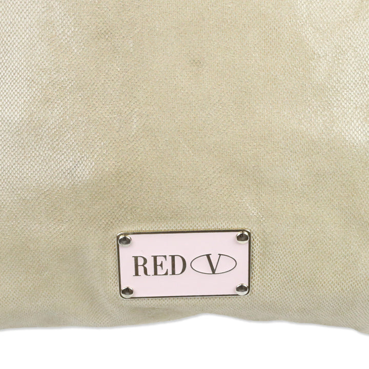 Red Valentino Beige Snakeskin Embossed Suede Bow Tote with Pouch