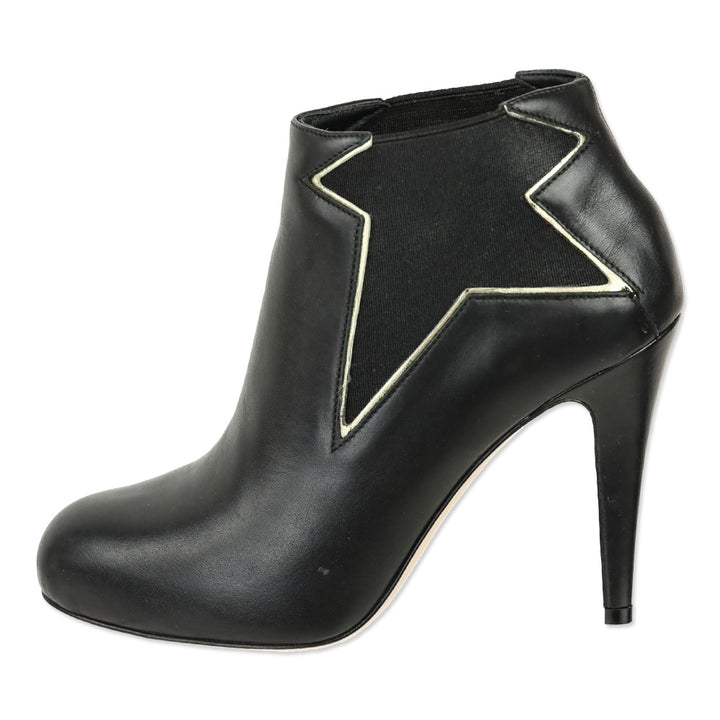 Red Valentino Black Leather Star Ankle Bootie