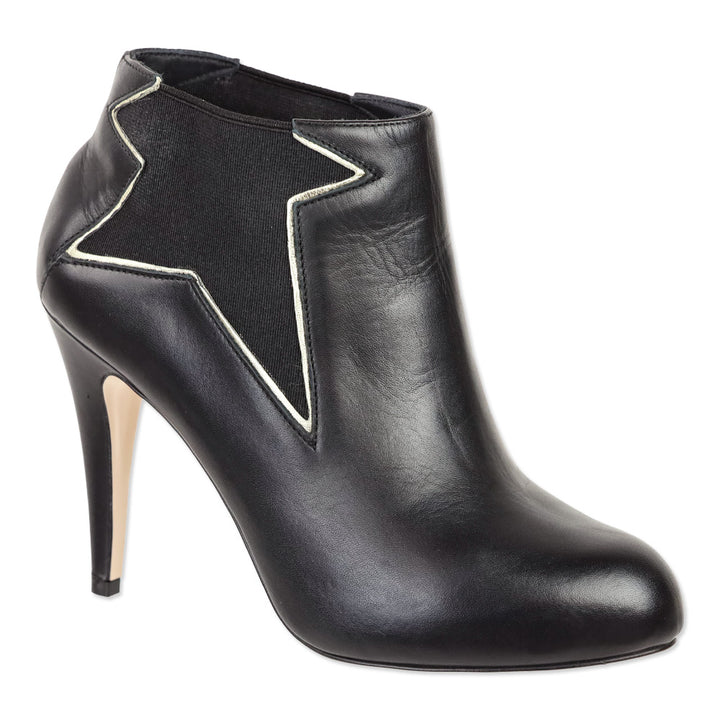 Red Valentino Black Leather Star Ankle Bootie