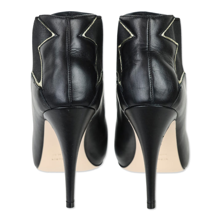 Red Valentino Black Leather Star Ankle Bootie