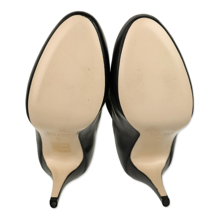 Red Valentino Black Leather Star Ankle Bootie