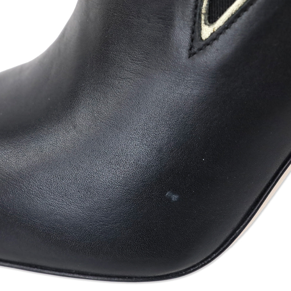 Red Valentino Black Leather Star Ankle Bootie