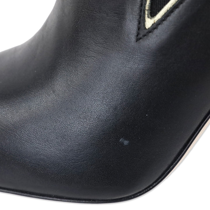 Red Valentino Black Leather Star Ankle Bootie