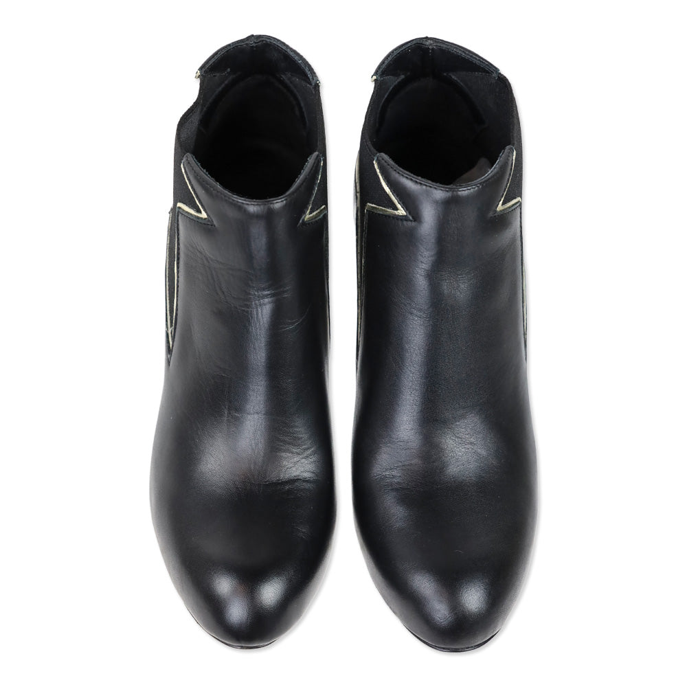Red Valentino Black Leather Star Ankle Bootie
