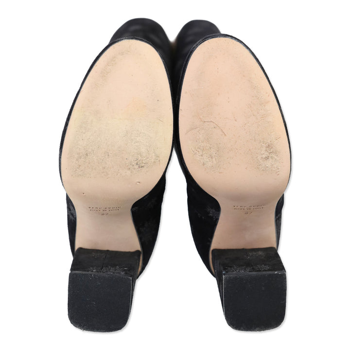 Red Valentino Black Suede Glitter Star Knee High Boots