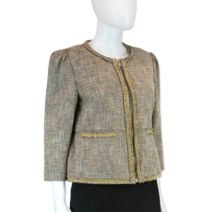 Red Valentino Brown/Orange Tweed Jacket with Gold Bead Trim