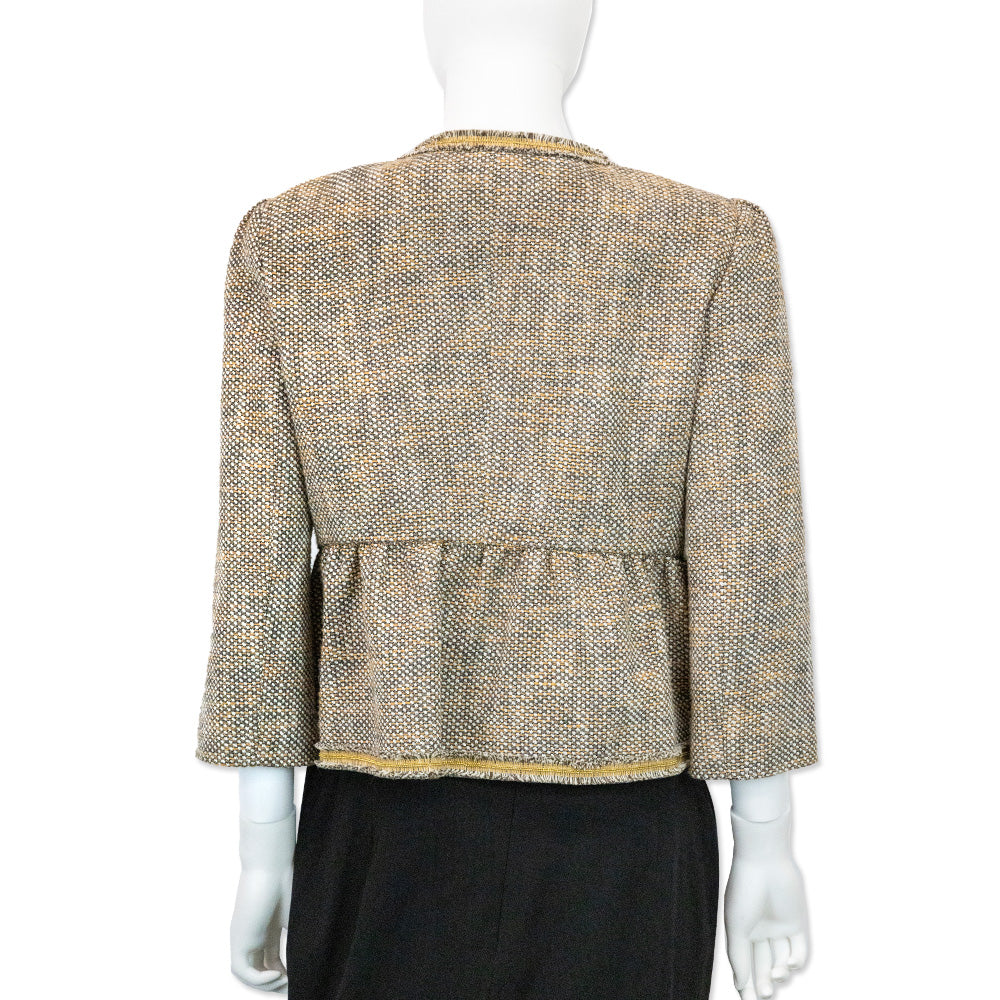 Red Valentino Brown/Orange Tweed Jacket with Gold Bead Trim