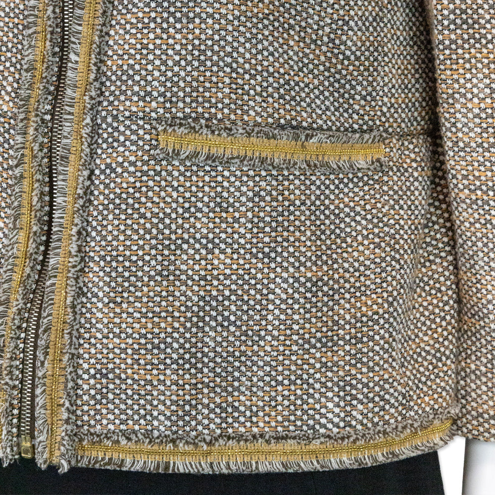 Red Valentino Brown/Orange Tweed Jacket with Gold Bead Trim