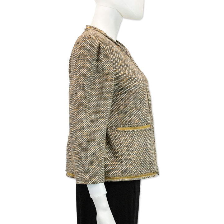 Red Valentino Brown/Orange Tweed Jacket with Gold Bead Trim