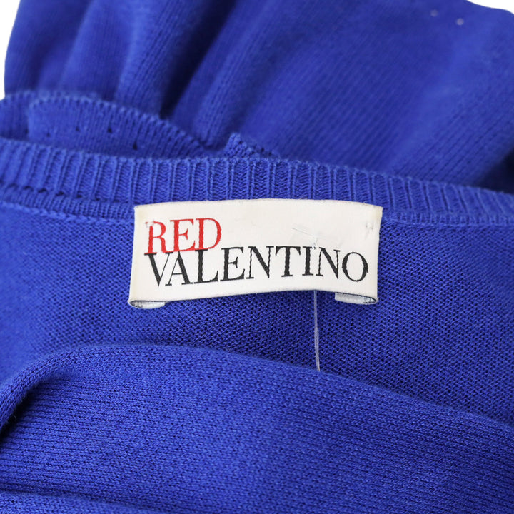 Red Valentino Cobalt Blue Knit Layered Ruffled Peplum Cardigan Sweater