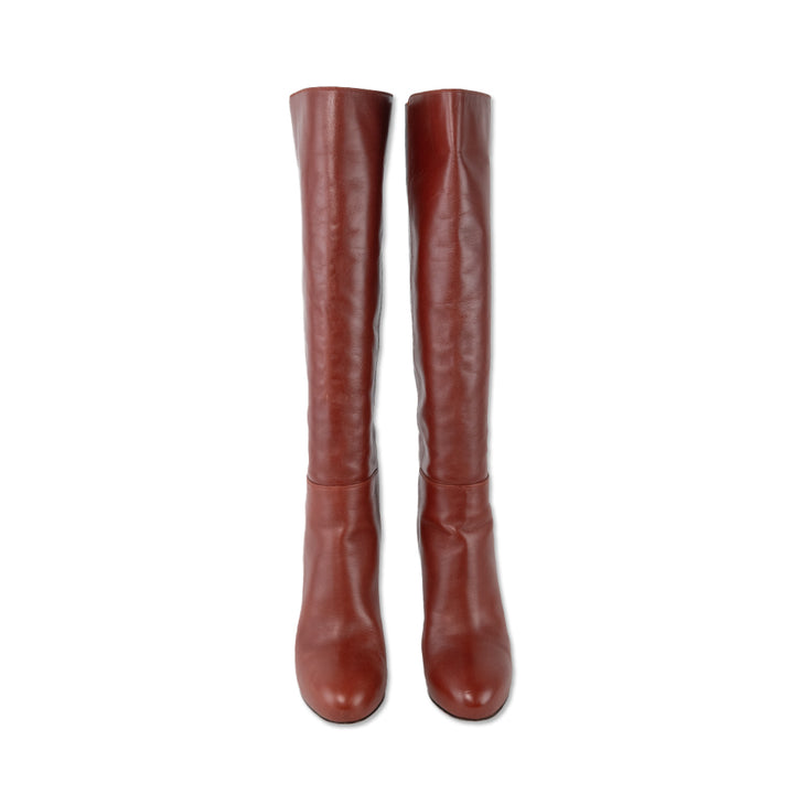 Gianvito Rossi Burnt Orange Leather Knee High Boots