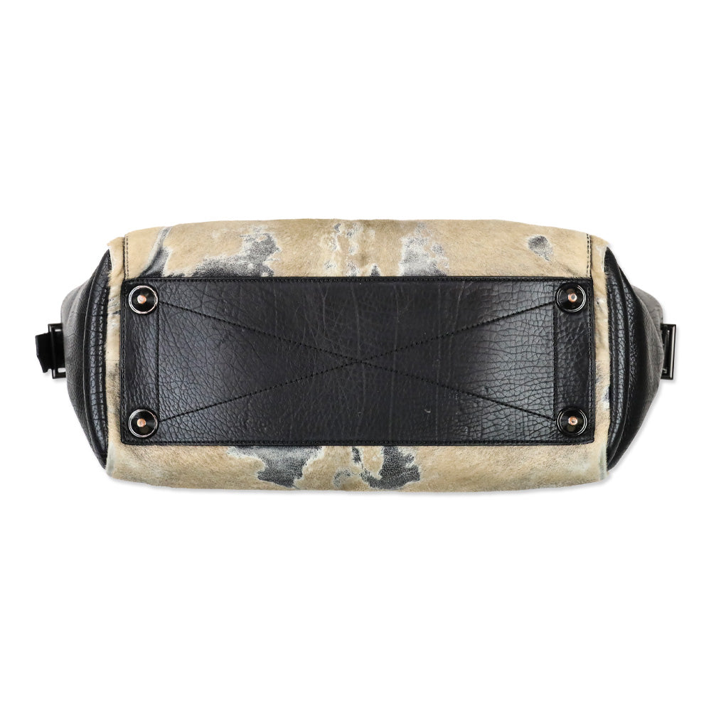 Reed Krakoff Black Grained Leather and Tan Calf Hair Atlantique Tote