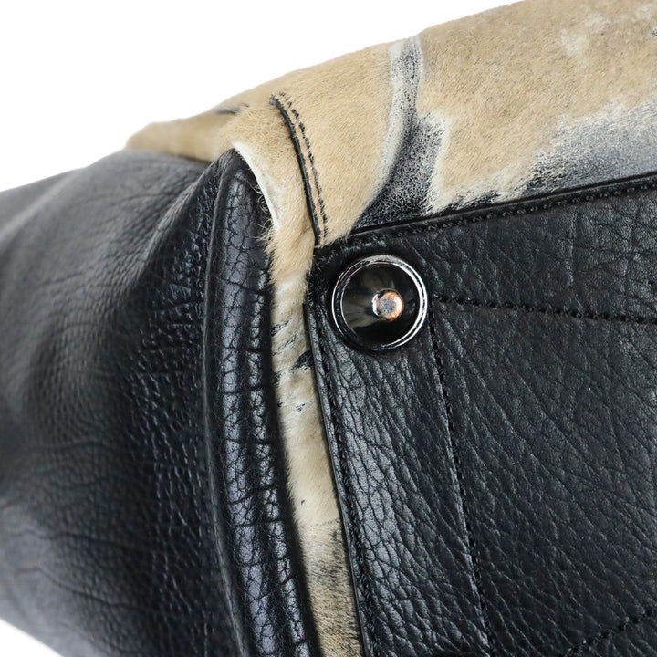 Reed Krakoff Black Grained Leather and Tan Calf Hair Atlantique Tote