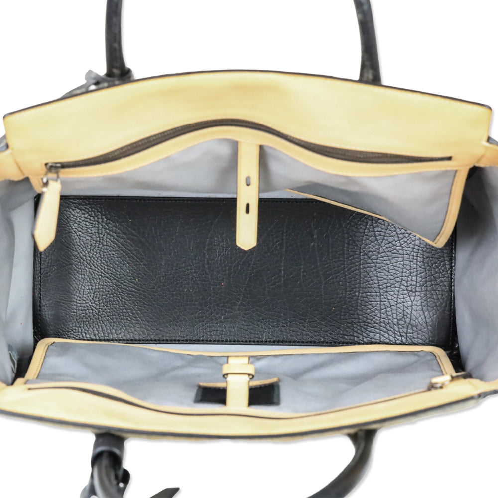 Reed Krakoff Black Grained Leather and Tan Calf Hair Atlantique Tote