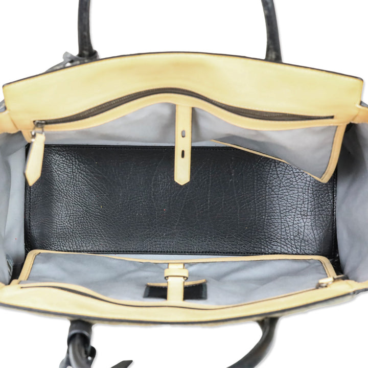 Reed Krakoff Black Grained Leather and Tan Calf Hair Atlantique Tote