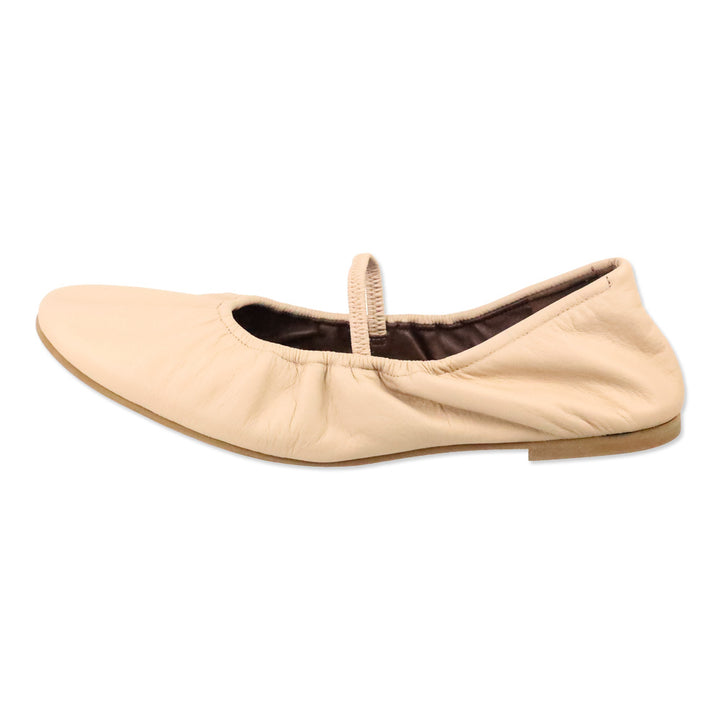 Reformation Serenade Pink Leather Buffy Ruched Ballet Flat