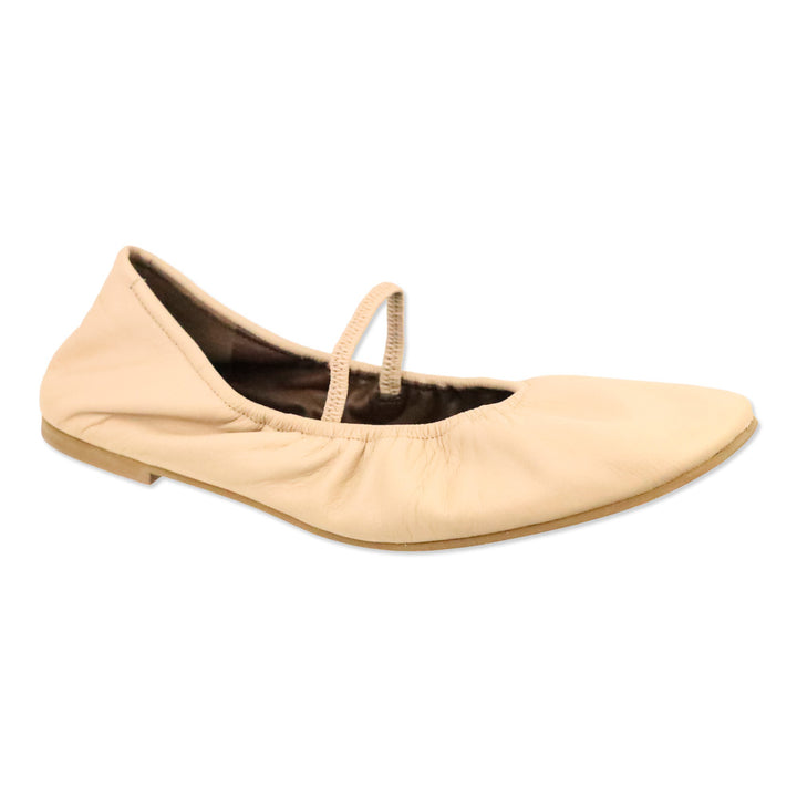 Reformation Serenade Pink Leather Buffy Ruched Ballet Flat