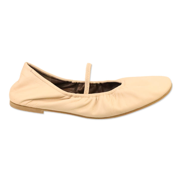 Reformation Serenade Pink Leather Buffy Ruched Ballet Flat