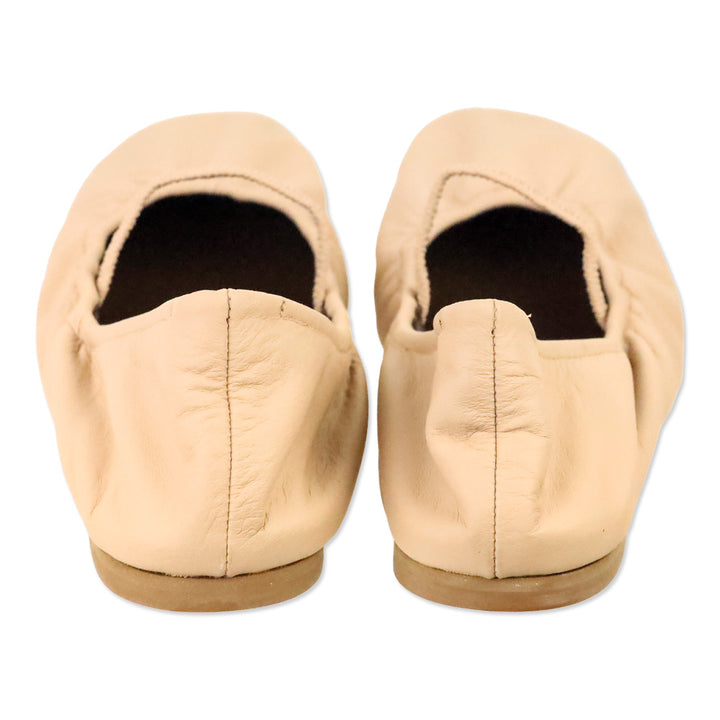 Reformation Serenade Pink Leather Buffy Ruched Ballet Flat