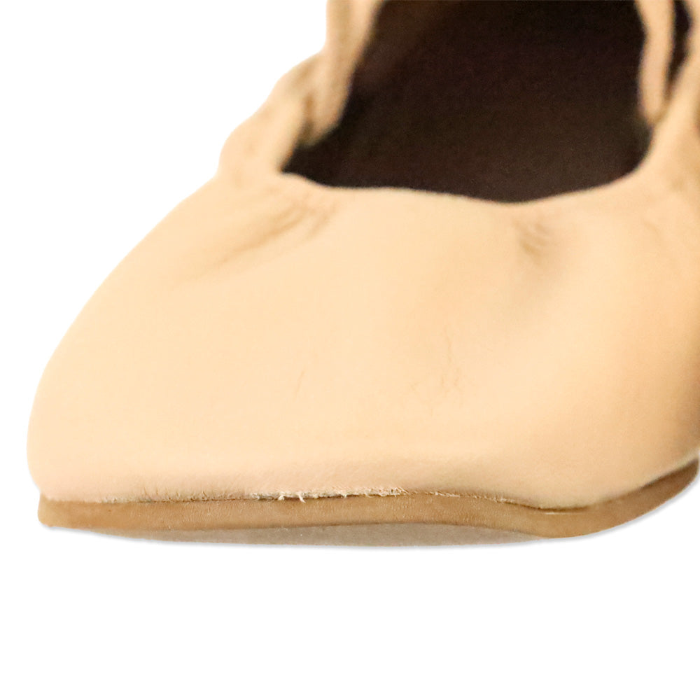 Reformation Serenade Pink Leather Buffy Ruched Ballet Flat