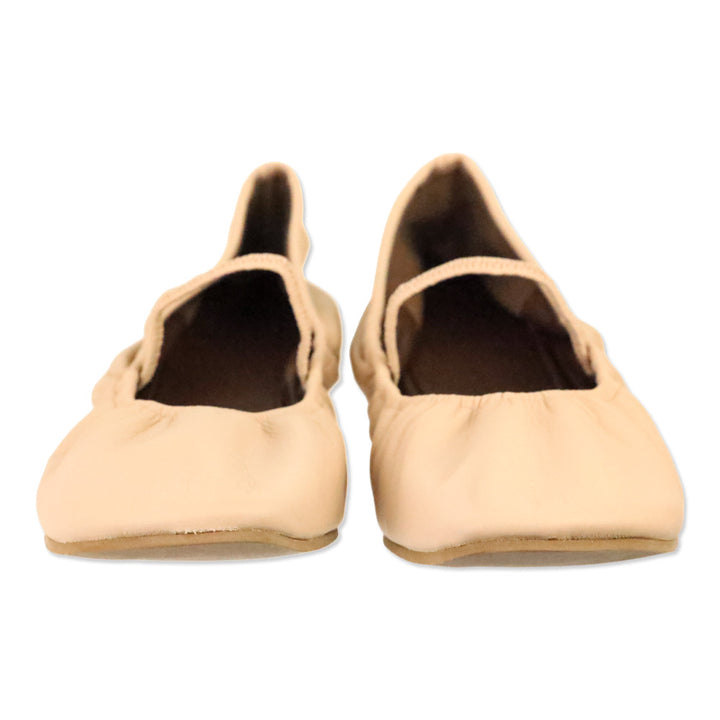 Reformation Serenade Pink Leather Buffy Ruched Ballet Flat