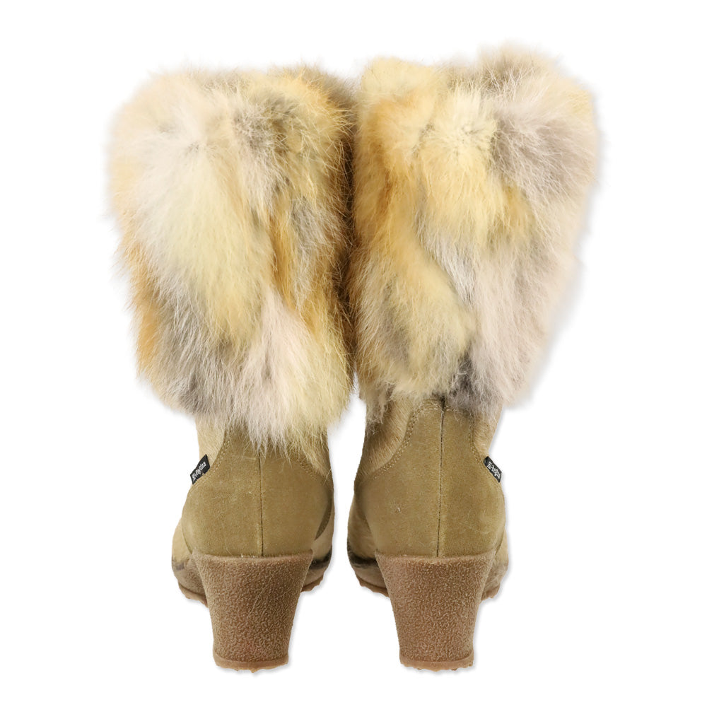 Regina Imports Tan Calf Hair Fox Fur Shaft Wedge Boot